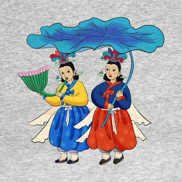 Minhwa: Taoist Fairy Sisters A-2 Type by koreanfolkpaint